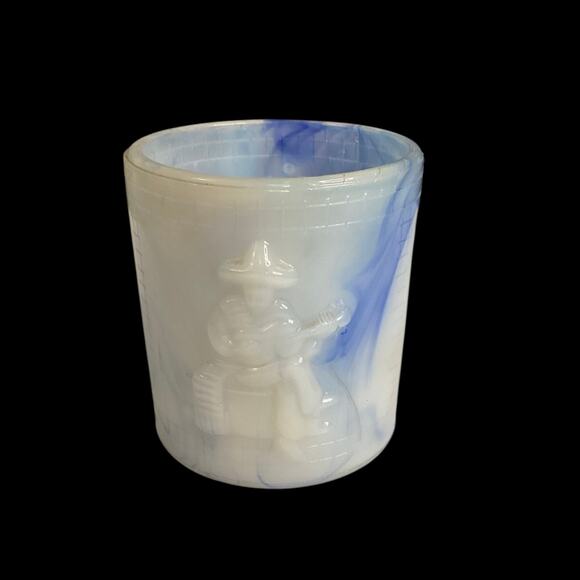Vintage Akro Agate Mexicali Pickwick Cosmetic Jar, Votive, Succulent Holder - Picture 3 of 8